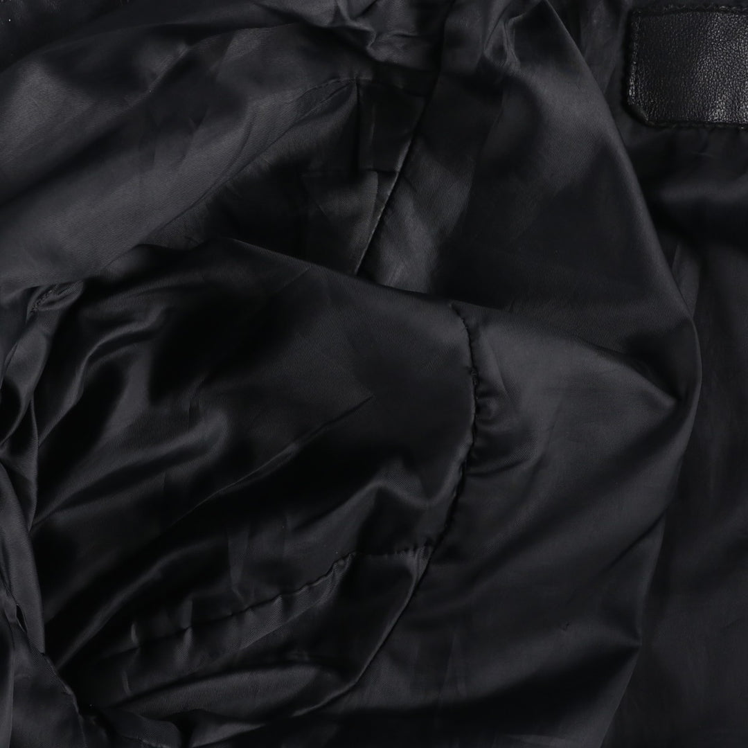 Swing-top type padded leather blouson, men's size L unclear black type Vintage Second Hand