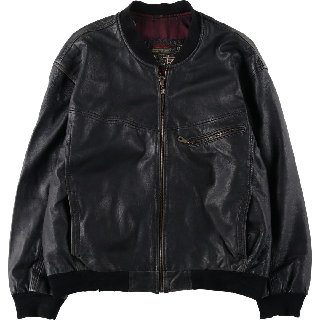 L. LAMBERTAZZI Leather Blouson, Men's Size XL genuine leather black type Vintage Second Hand