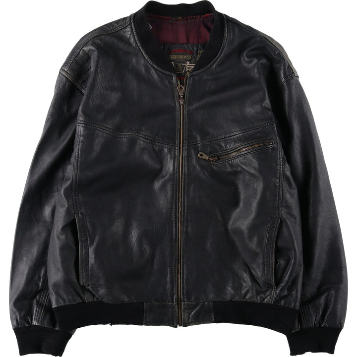 L. LAMBERTAZZI Leather Blouson, Men's Size XL genuine leather black type Vintage Second Hand