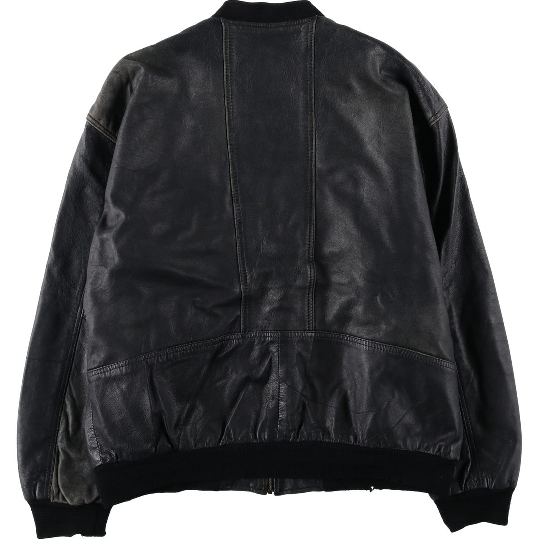 L. LAMBERTAZZI Leather Blouson, Men's Size XL genuine leather black type Vintage Second Hand