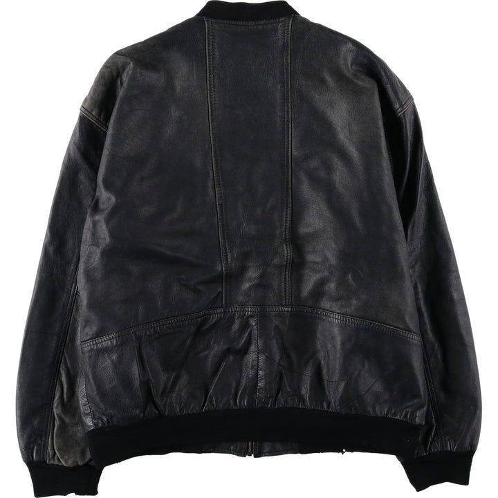 L. LAMBERTAZZI Leather Blouson, Men's Size XL genuine leather black type Vintage Second Hand