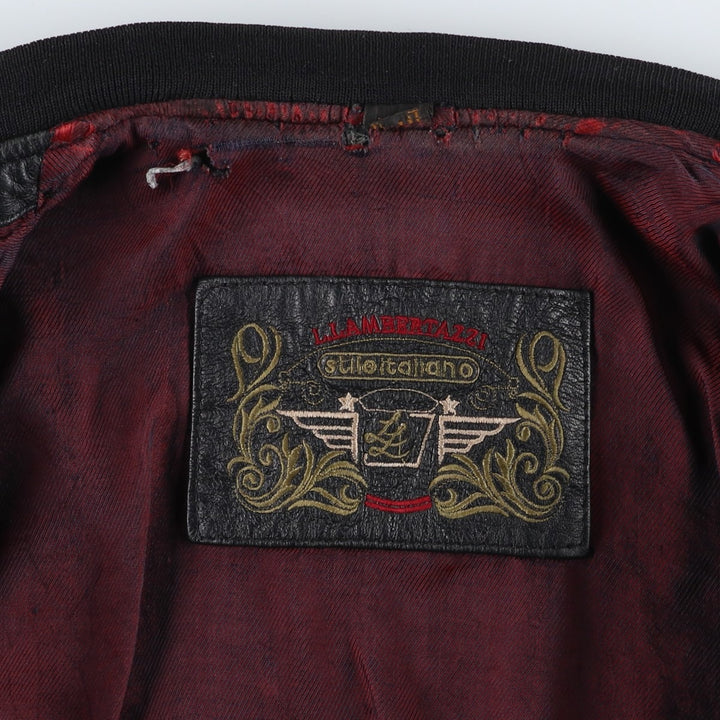 L. LAMBERTAZZI Leather Blouson, Men's Size XL genuine leather black type Vintage Second Hand
