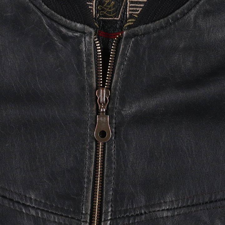 L. LAMBERTAZZI Leather Blouson, Men's Size XL genuine leather black type Vintage Second Hand