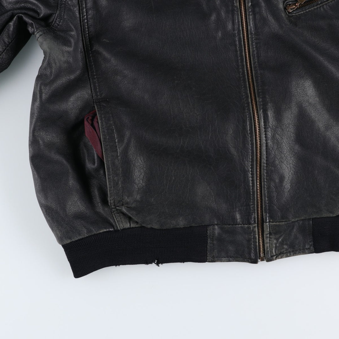 L. LAMBERTAZZI Leather Blouson, Men's Size XL genuine leather black type Vintage Second Hand