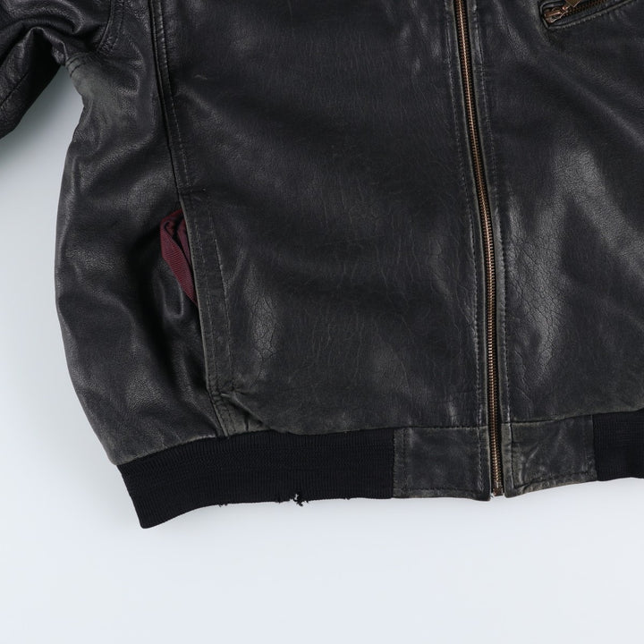 L. LAMBERTAZZI Leather Blouson, Men's Size XL genuine leather black type Vintage Second Hand