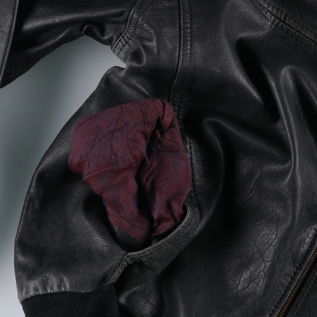L. LAMBERTAZZI Leather Blouson, Men's Size XL genuine leather black type Vintage Second Hand