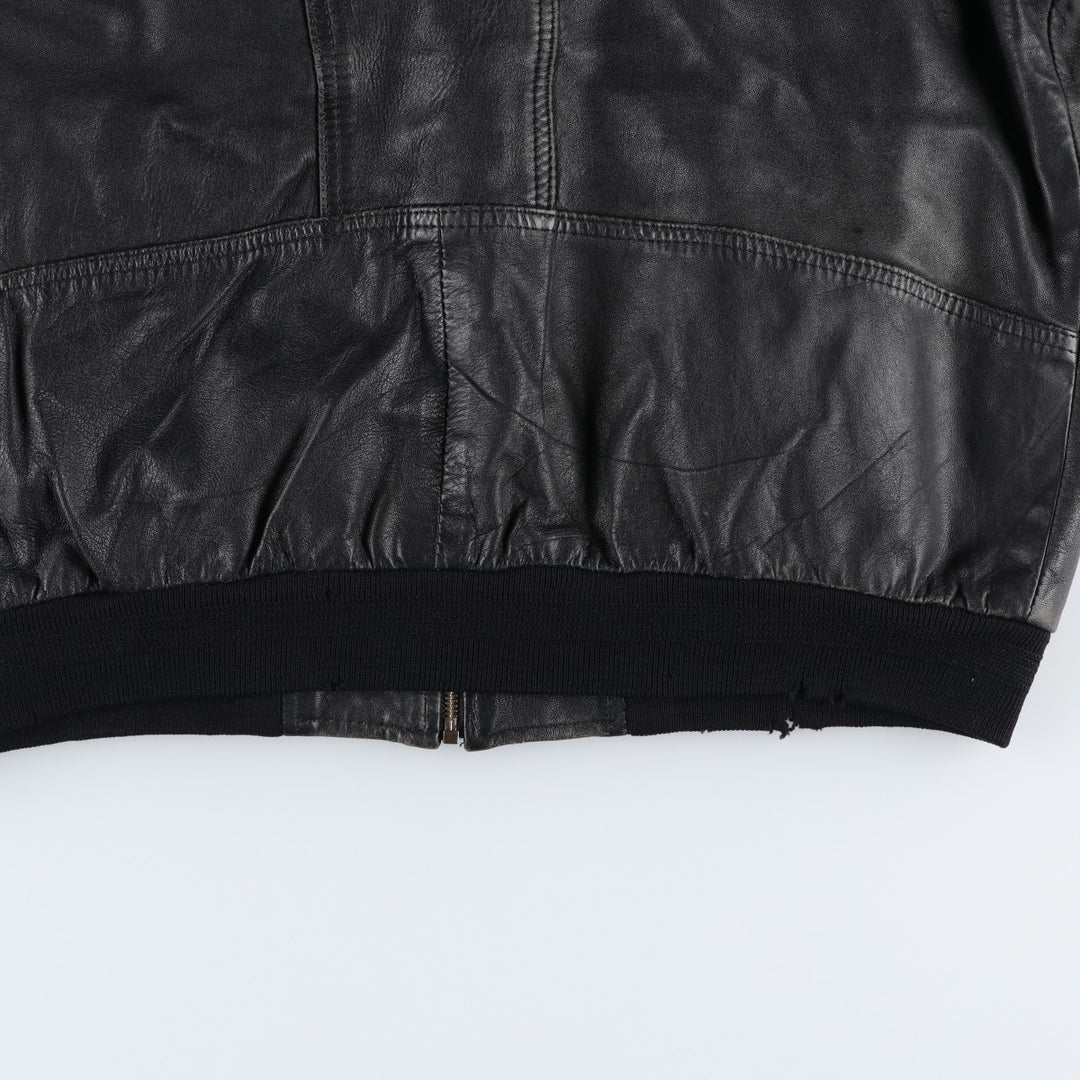 L. LAMBERTAZZI Leather Blouson, Men's Size XL genuine leather black type Vintage Second Hand