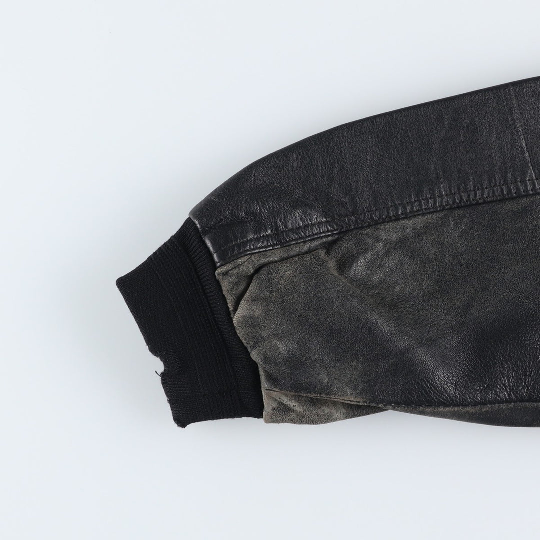 L. LAMBERTAZZI Leather Blouson, Men's Size XL genuine leather black type Vintage Second Hand