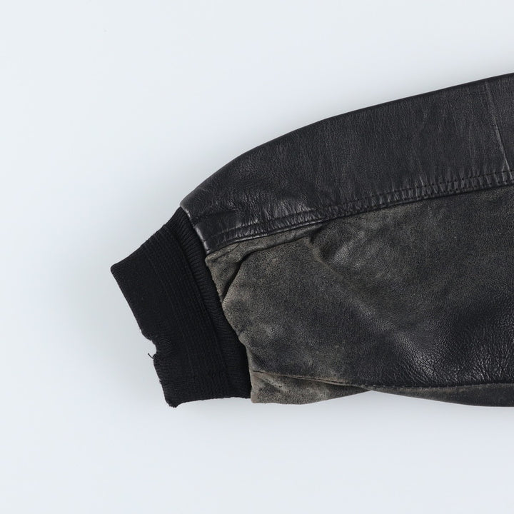 L. LAMBERTAZZI Leather Blouson, Men's Size XL genuine leather black type Vintage Second Hand