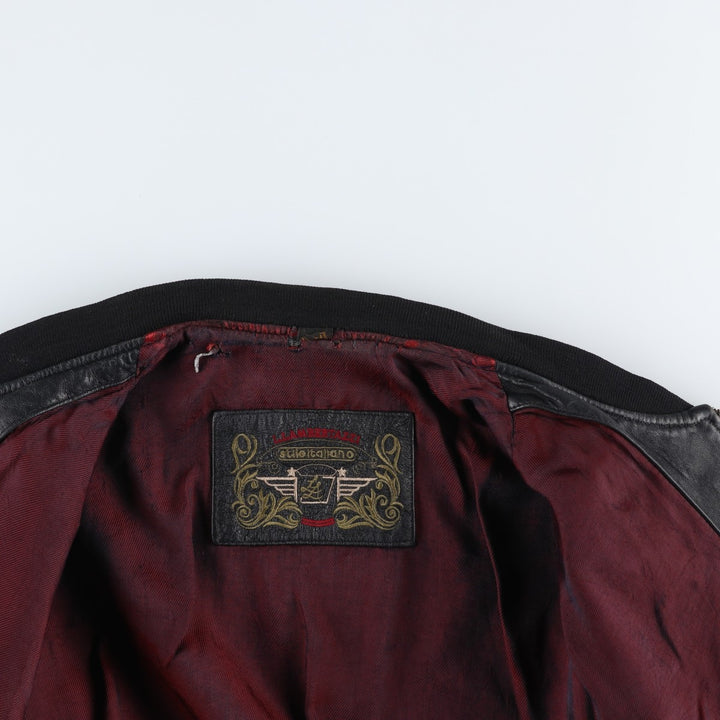 L. LAMBERTAZZI Leather Blouson, Men's Size XL genuine leather black type Vintage Second Hand