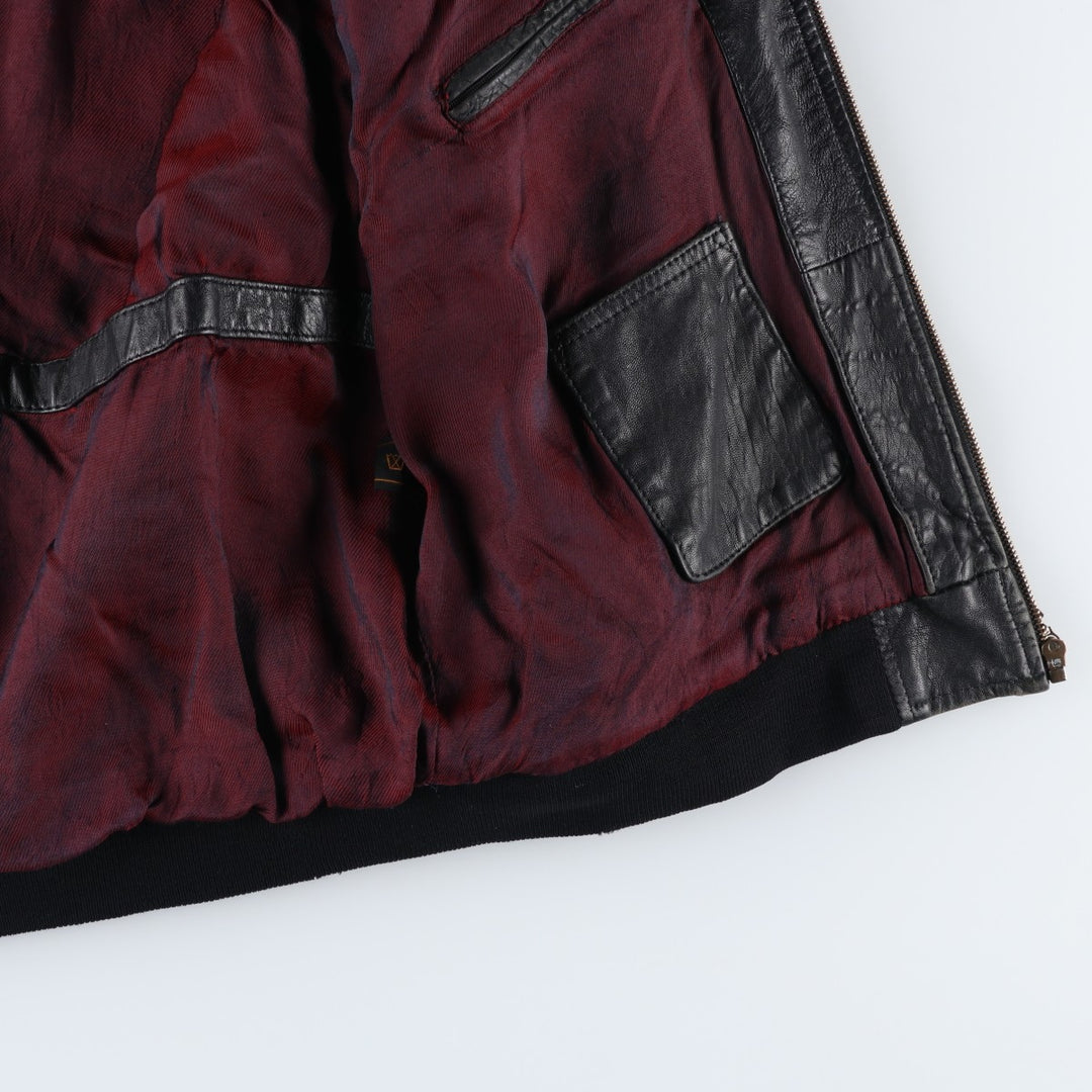 L. LAMBERTAZZI Leather Blouson, Men's Size XL genuine leather black type Vintage Second Hand