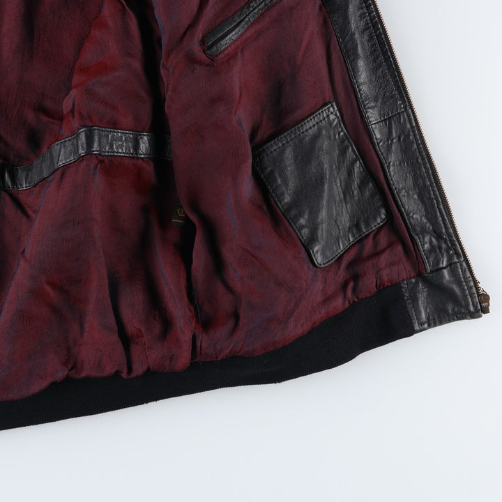 L. LAMBERTAZZI Leather Blouson, Men's Size XL genuine leather black type Vintage Second Hand