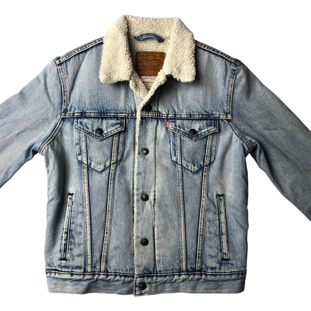 Levi's Premium Padded Denim Boa Jacket, Men's Size S (approx.) cotton blue type Vintage Second Hand