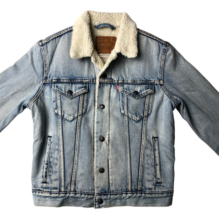 Levi's Premium Padded Denim Boa Jacket, Men's Size S (approx.) cotton blue type Vintage Second Hand