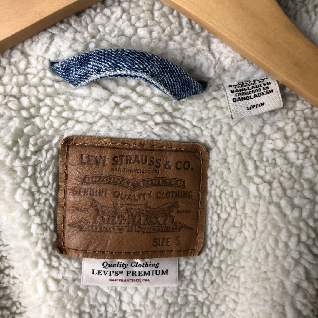 Levi's Premium Padded Denim Boa Jacket, Men's Size S (approx.) cotton blue type Vintage Second Hand