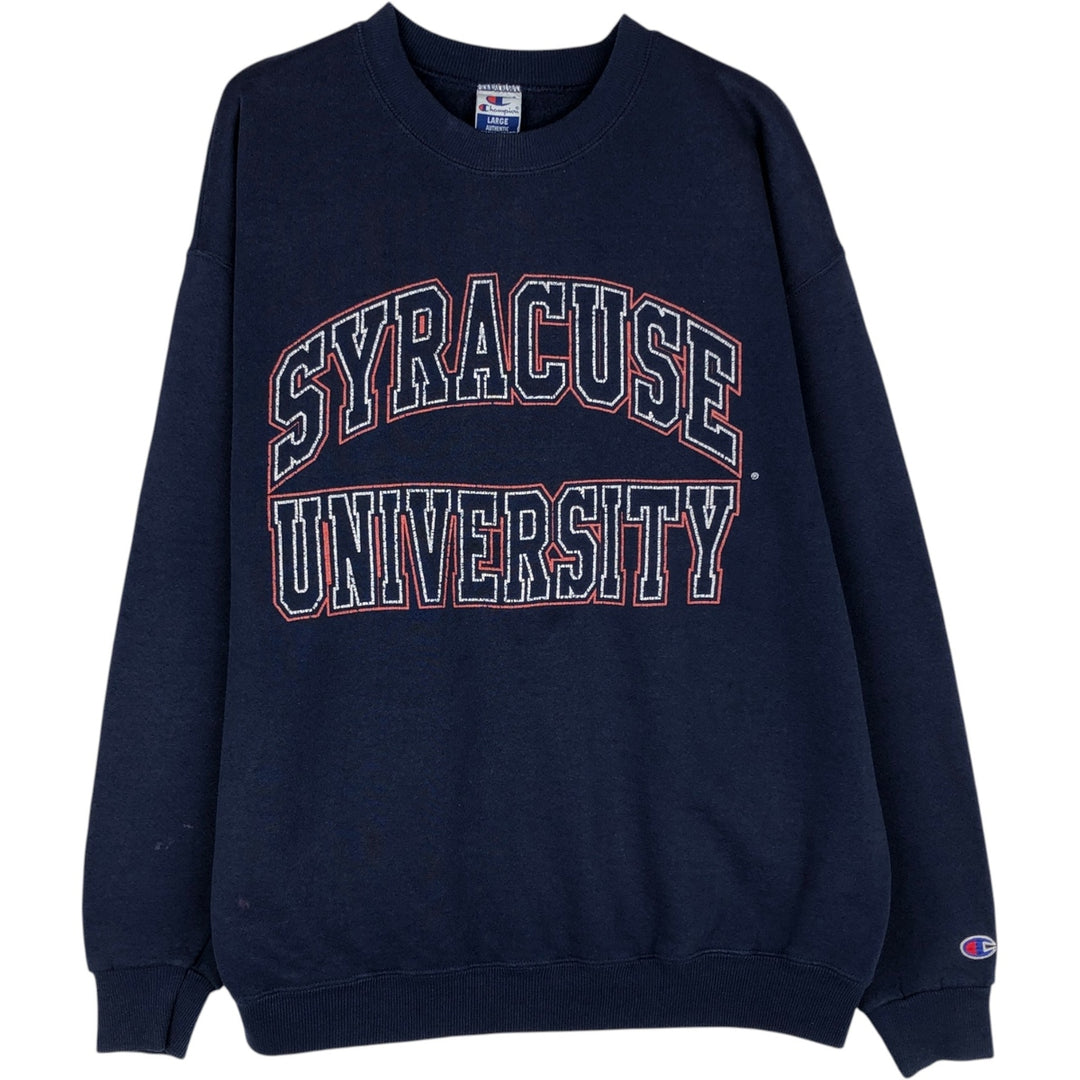 90'S Champion Authentic Athletic Apparel College Sweatshirt, Made in USA, Men's Size Large, Vintage cotton navy blue type Vintage Second Hand