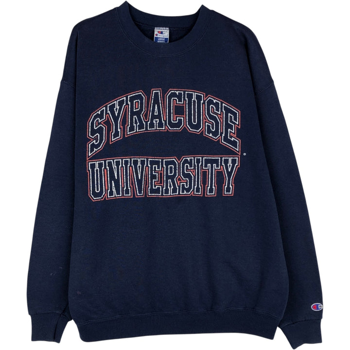 90'S Champion Authentic Athletic Apparel College Sweatshirt, Made in USA, Men's Size Large, Vintage cotton navy blue type Vintage Second Hand