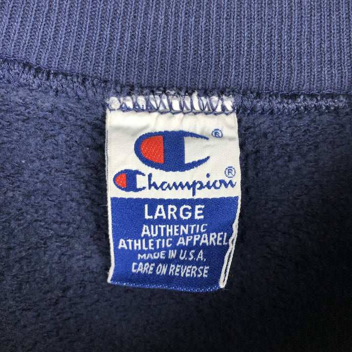90'S Champion Authentic Athletic Apparel College Sweatshirt, Made in USA, Men's Size Large, Vintage cotton navy blue type Vintage Second Hand