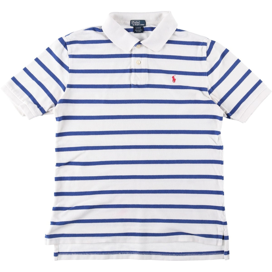 Ralph Lauren POLO by Ralph Lauren short sleeve striped polo shirt for women, size M cotton white type Vintage Second Hand