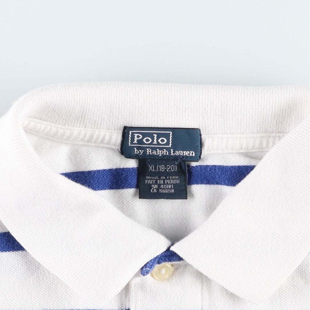 Ralph Lauren POLO by Ralph Lauren short sleeve striped polo shirt for women, size M cotton white type Vintage Second Hand