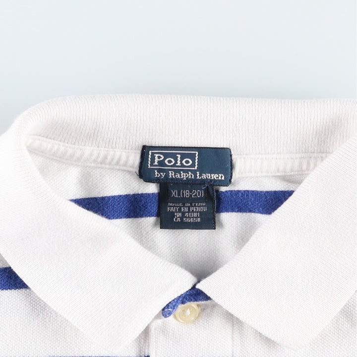 Ralph Lauren POLO by Ralph Lauren short sleeve striped polo shirt for women, size M cotton white type Vintage Second Hand