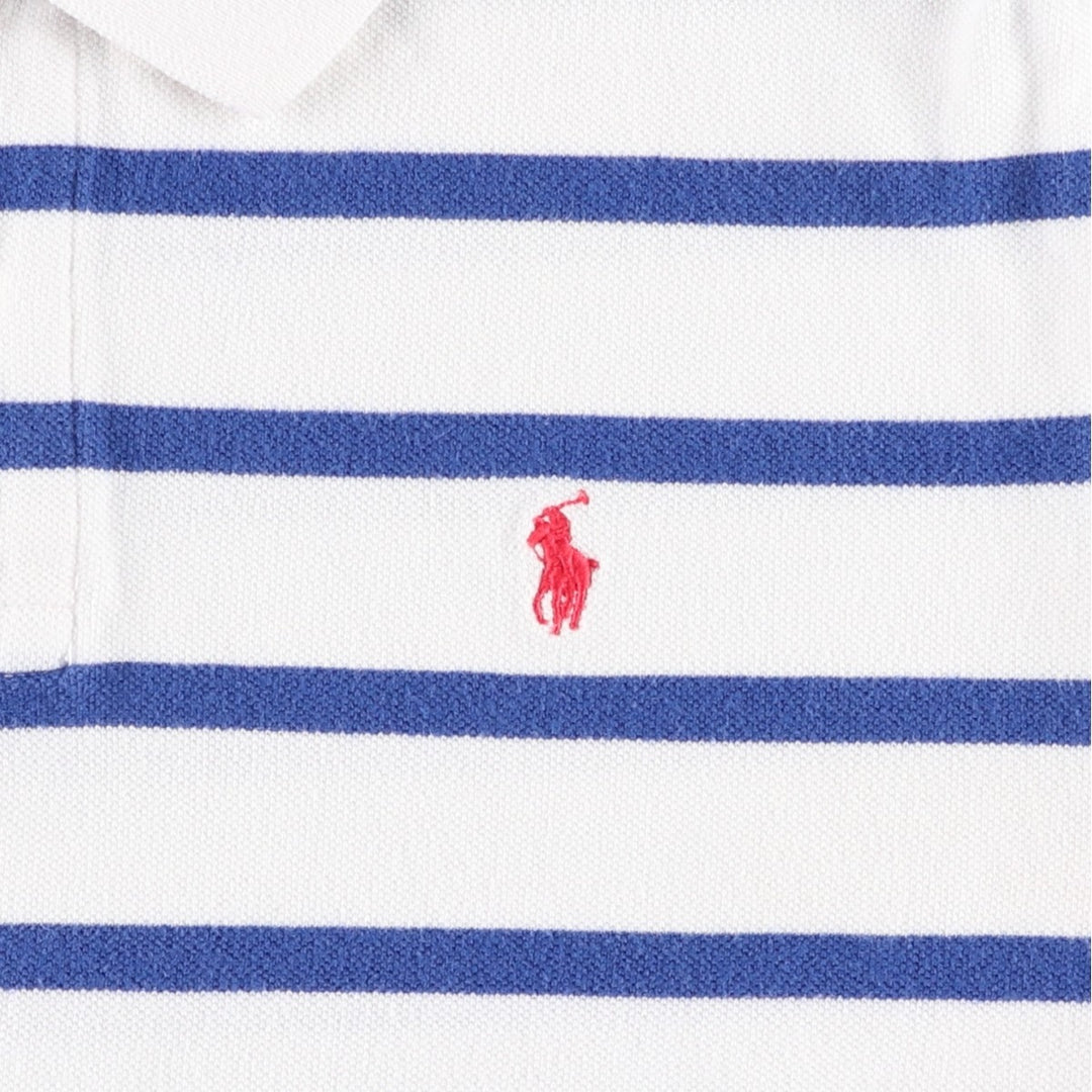 Ralph Lauren POLO by Ralph Lauren short sleeve striped polo shirt for women, size M cotton white type Vintage Second Hand