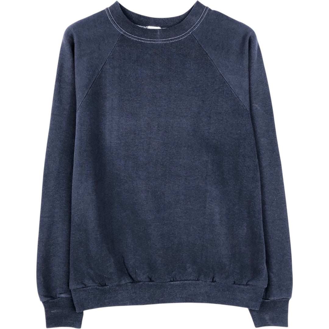 70'S sportswear plain blank sweatshirt, made in USA, men's size L equivalent, vintage. polyester navy blue type Vintage Second Hand