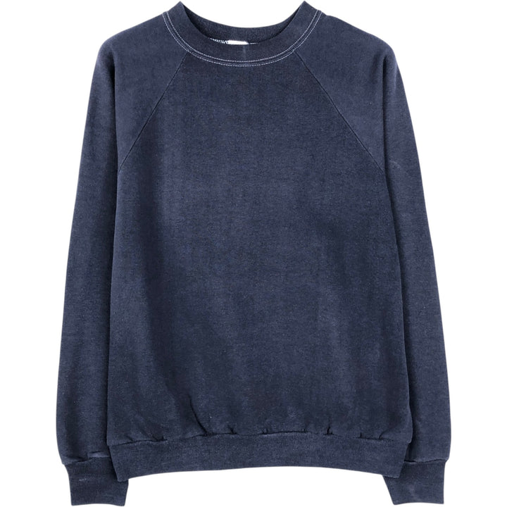 70'S sportswear plain blank sweatshirt, made in USA, men's size L equivalent, vintage. polyester navy blue type Vintage Second Hand