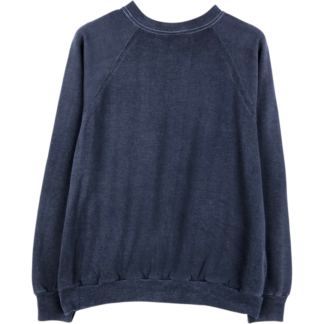 70'S sportswear plain blank sweatshirt, made in USA, men's size L equivalent, vintage. polyester navy blue type Vintage Second Hand