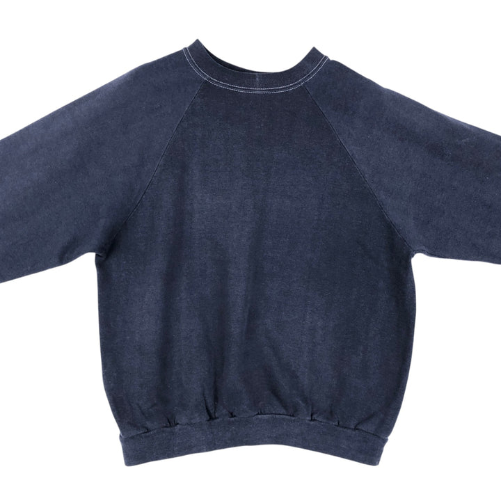 70'S sportswear plain blank sweatshirt, made in USA, men's size L equivalent, vintage. polyester navy blue type Vintage Second Hand