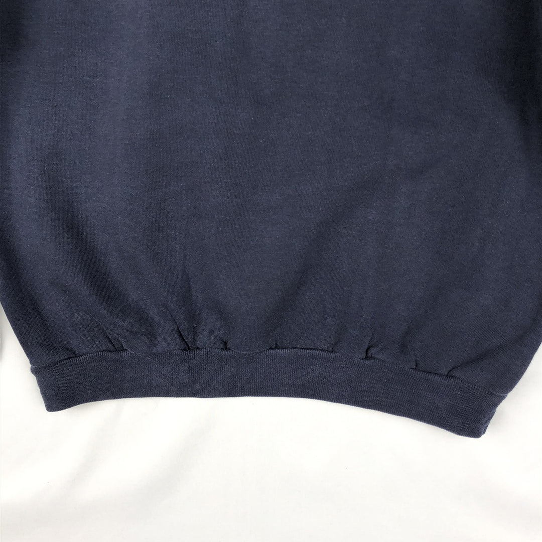 70'S sportswear plain blank sweatshirt, made in USA, men's size L equivalent, vintage. polyester navy blue type Vintage Second Hand