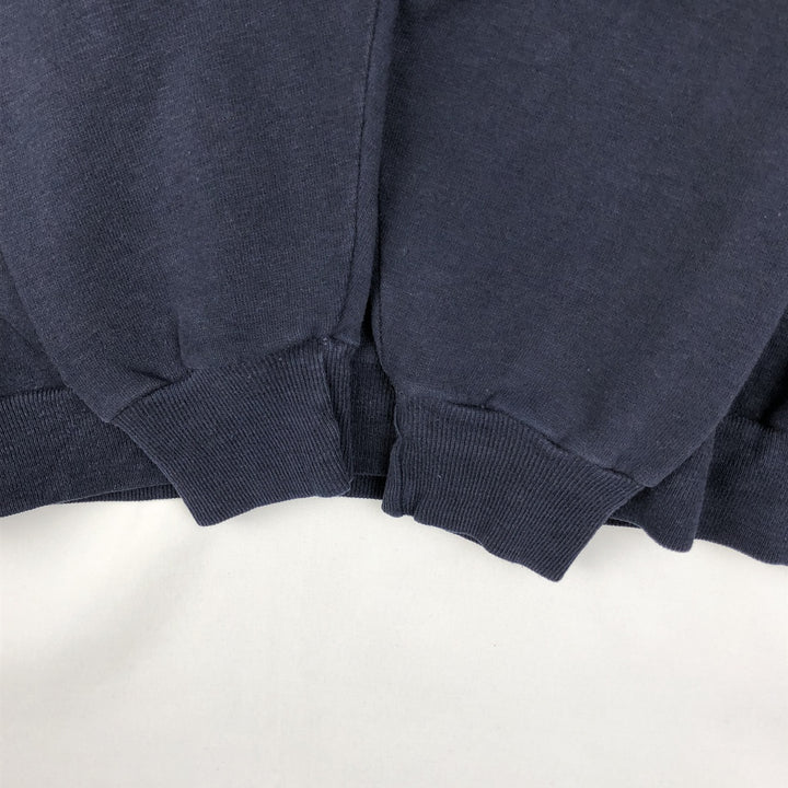 70'S sportswear plain blank sweatshirt, made in USA, men's size L equivalent, vintage. polyester navy blue type Vintage Second Hand