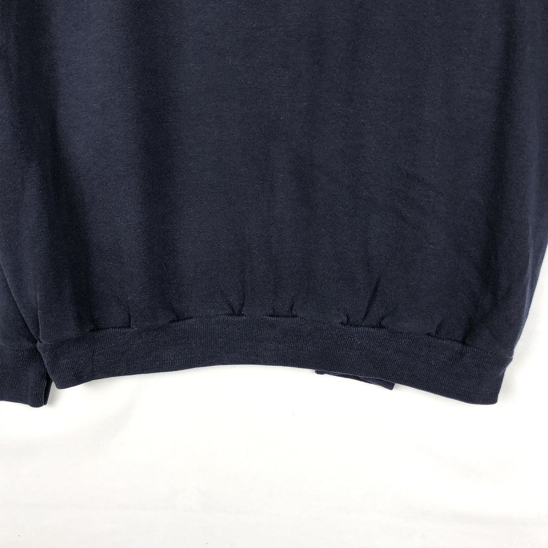 70'S sportswear plain blank sweatshirt, made in USA, men's size L equivalent, vintage. polyester navy blue type Vintage Second Hand