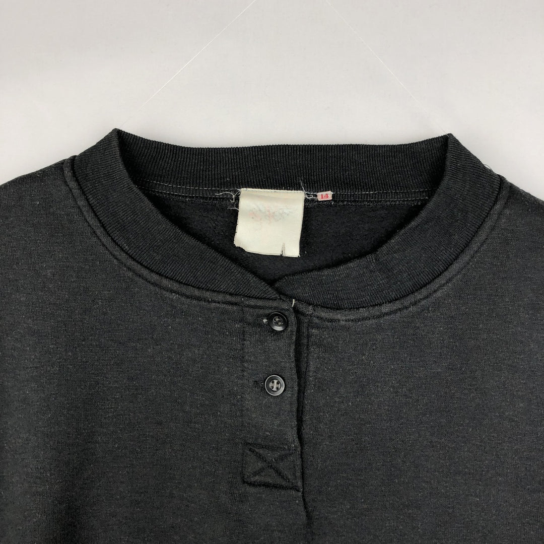 Henley neck plain blank sweatshirt, women's size L equivalent, vintage. unclear black type Vintage Second Hand