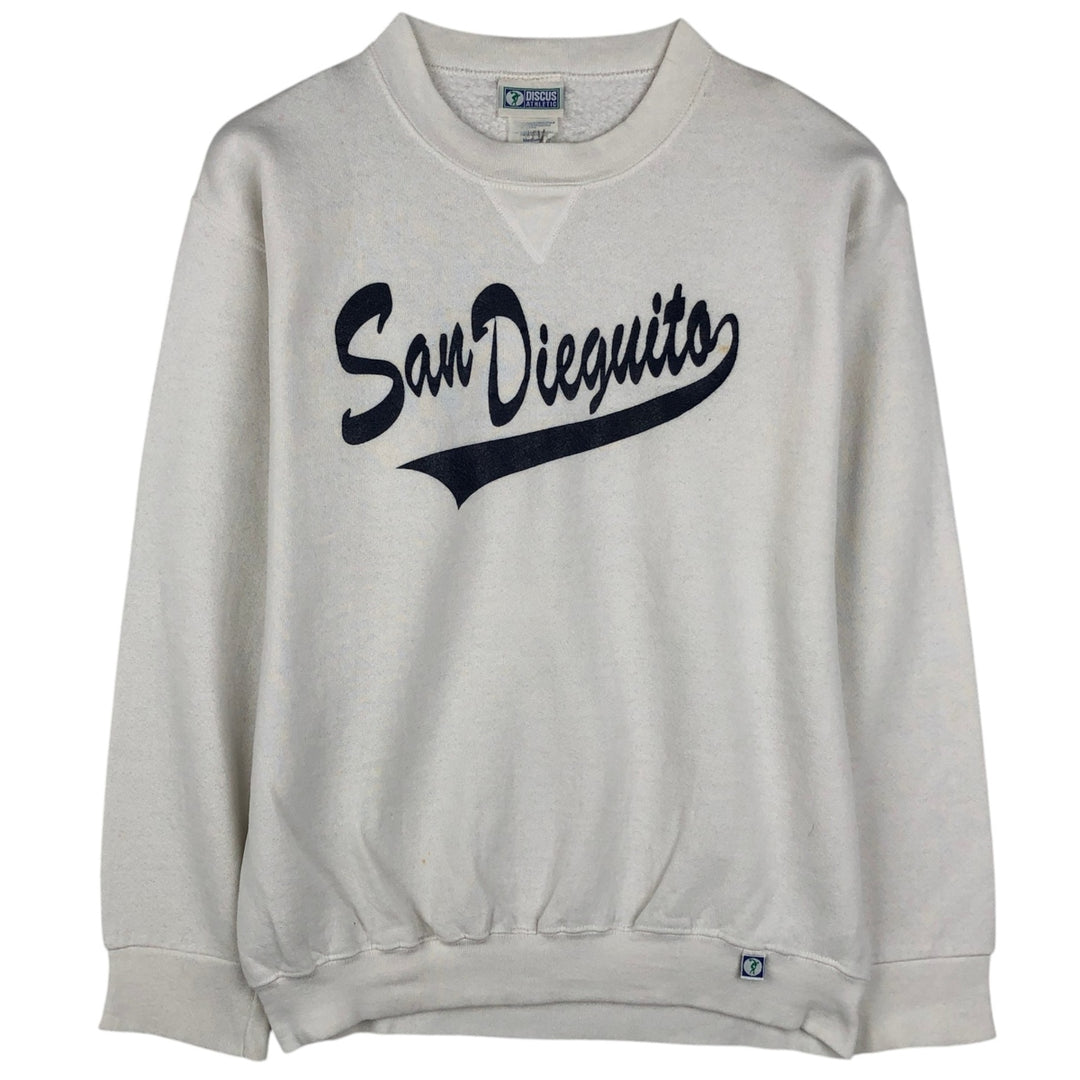 Vintage 90'S Discus Athletic print sweatshirt, made in the USA, size M, men's cotton white type Vintage Second Hand