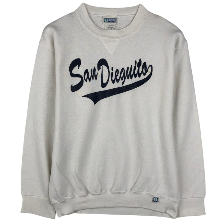 Vintage 90'S Discus Athletic print sweatshirt, made in the USA, size M, men's cotton white type Vintage Second Hand