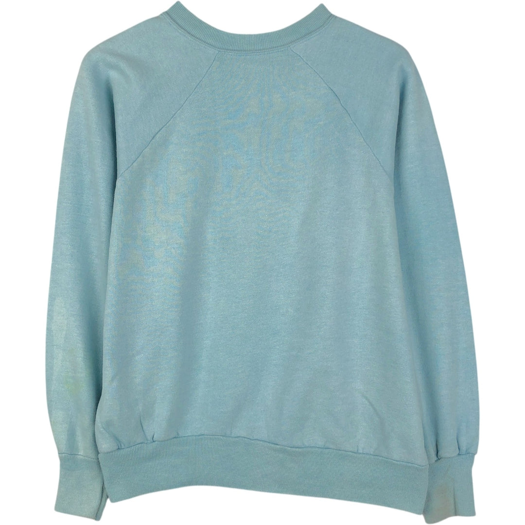 80'S printed sweatshirt, women's size S equivalent, vintage. unclear Blue type light blue Vintage Second Hand