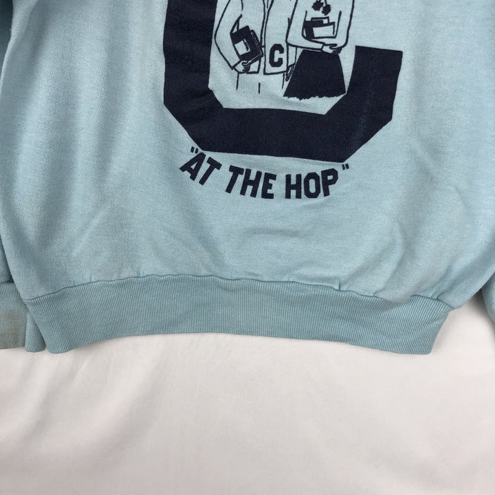 80'S printed sweatshirt, women's size S equivalent, vintage. unclear Blue type light blue Vintage Second Hand