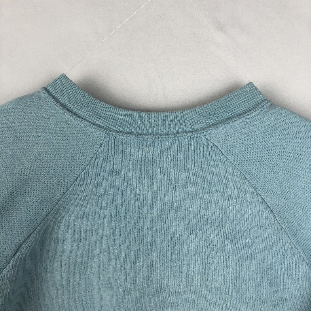 80'S printed sweatshirt, women's size S equivalent, vintage. unclear Blue type light blue Vintage Second Hand