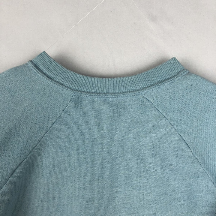 80'S printed sweatshirt, women's size S equivalent, vintage. unclear Blue type light blue Vintage Second Hand