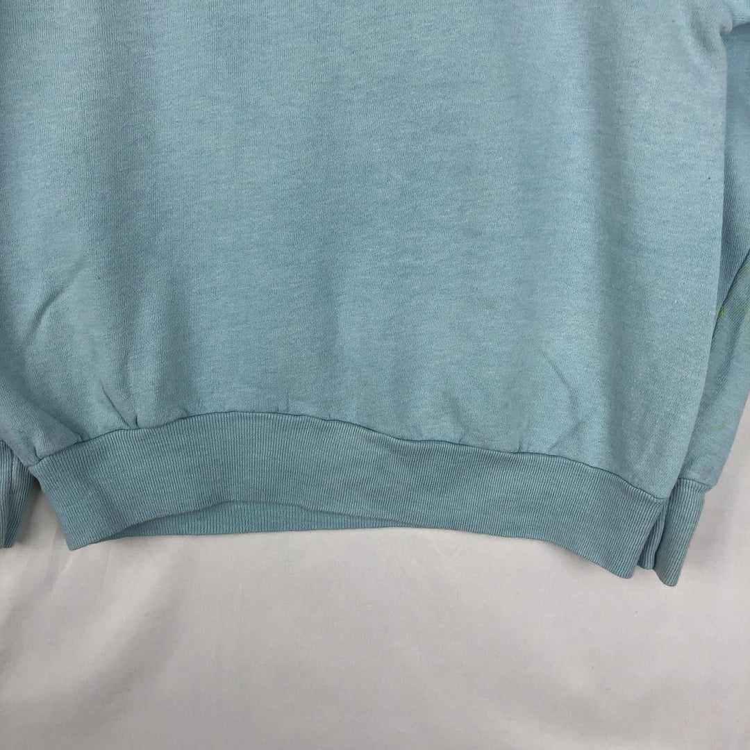 80'S printed sweatshirt, women's size S equivalent, vintage. unclear Blue type light blue Vintage Second Hand
