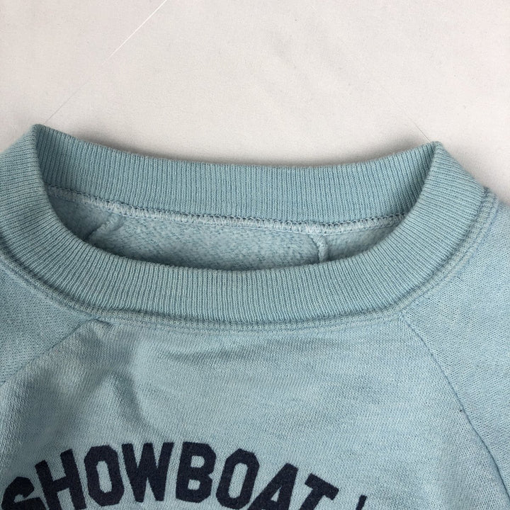 80'S printed sweatshirt, women's size S equivalent, vintage. unclear Blue type light blue Vintage Second Hand