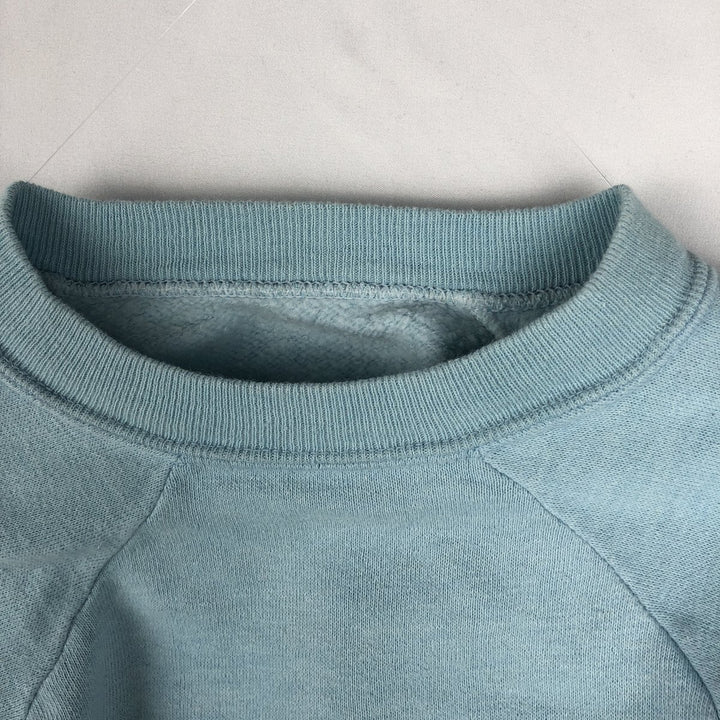 80'S printed sweatshirt, women's size S equivalent, vintage. unclear Blue type light blue Vintage Second Hand