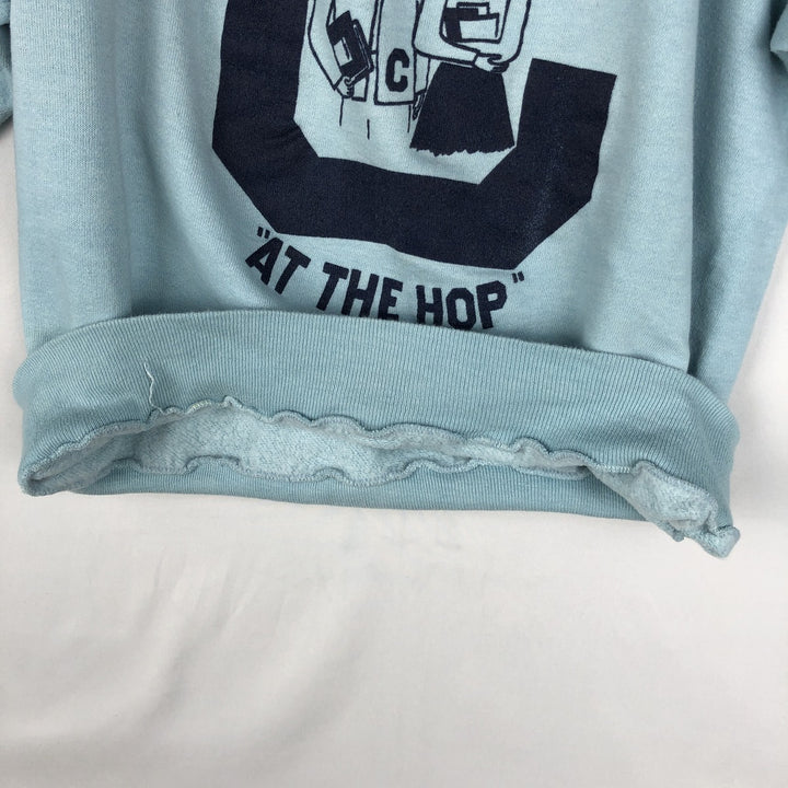 80'S printed sweatshirt, women's size S equivalent, vintage. unclear Blue type light blue Vintage Second Hand