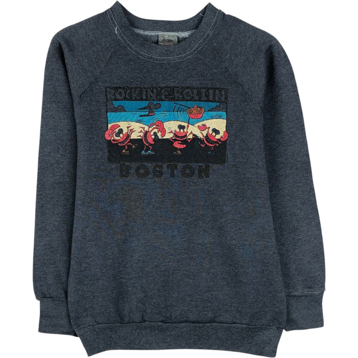 90'S Fruit of the Loom Print Sweatshirt, Made in USA, Women's Size S (Equivalent), Vintage cotton Charcoal Vintage Second Hand