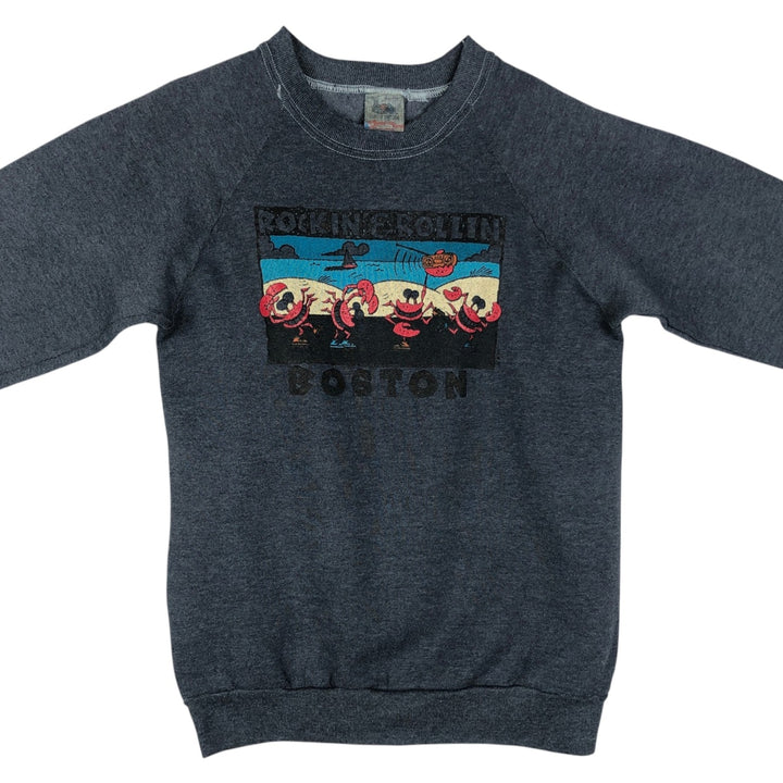 90'S Fruit of the Loom Print Sweatshirt, Made in USA, Women's Size S (Equivalent), Vintage cotton Charcoal Vintage Second Hand