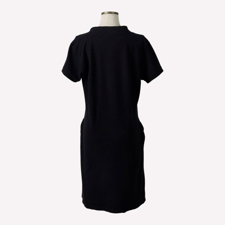 Burberry's London Skipper Neck Half-Length Polo Shirt Dress, Made in England, Women's Size XL (approx.) cotton black type Vintage Second Hand