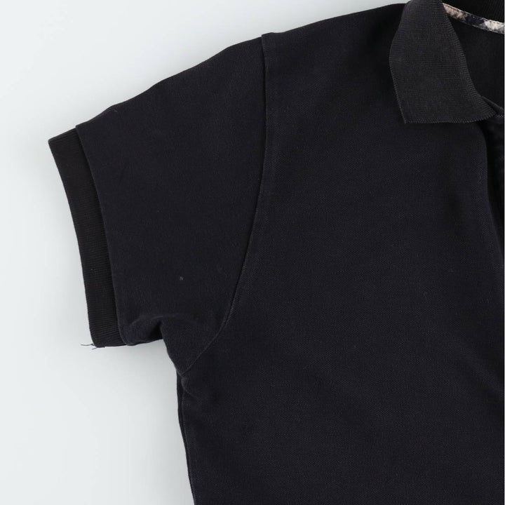 Burberry's London Skipper Neck Half-Length Polo Shirt Dress, Made in England, Women's Size XL (approx.) cotton black type Vintage Second Hand