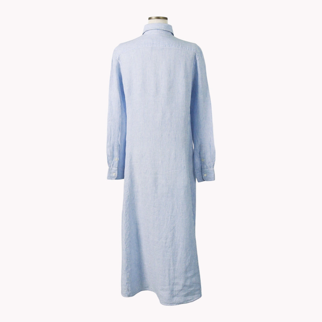 Ralph Lauren POLO RALPH LAUREN Striped Pattern Long-Length Long-Sleeve Shirt Dress (Women's Size S) unclear blue type Vintage Second Hand