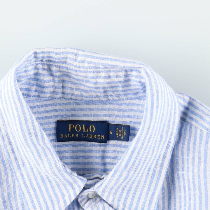 Ralph Lauren POLO RALPH LAUREN Striped Pattern Long-Length Long-Sleeve Shirt Dress (Women's Size S) unclear blue type Vintage Second Hand
